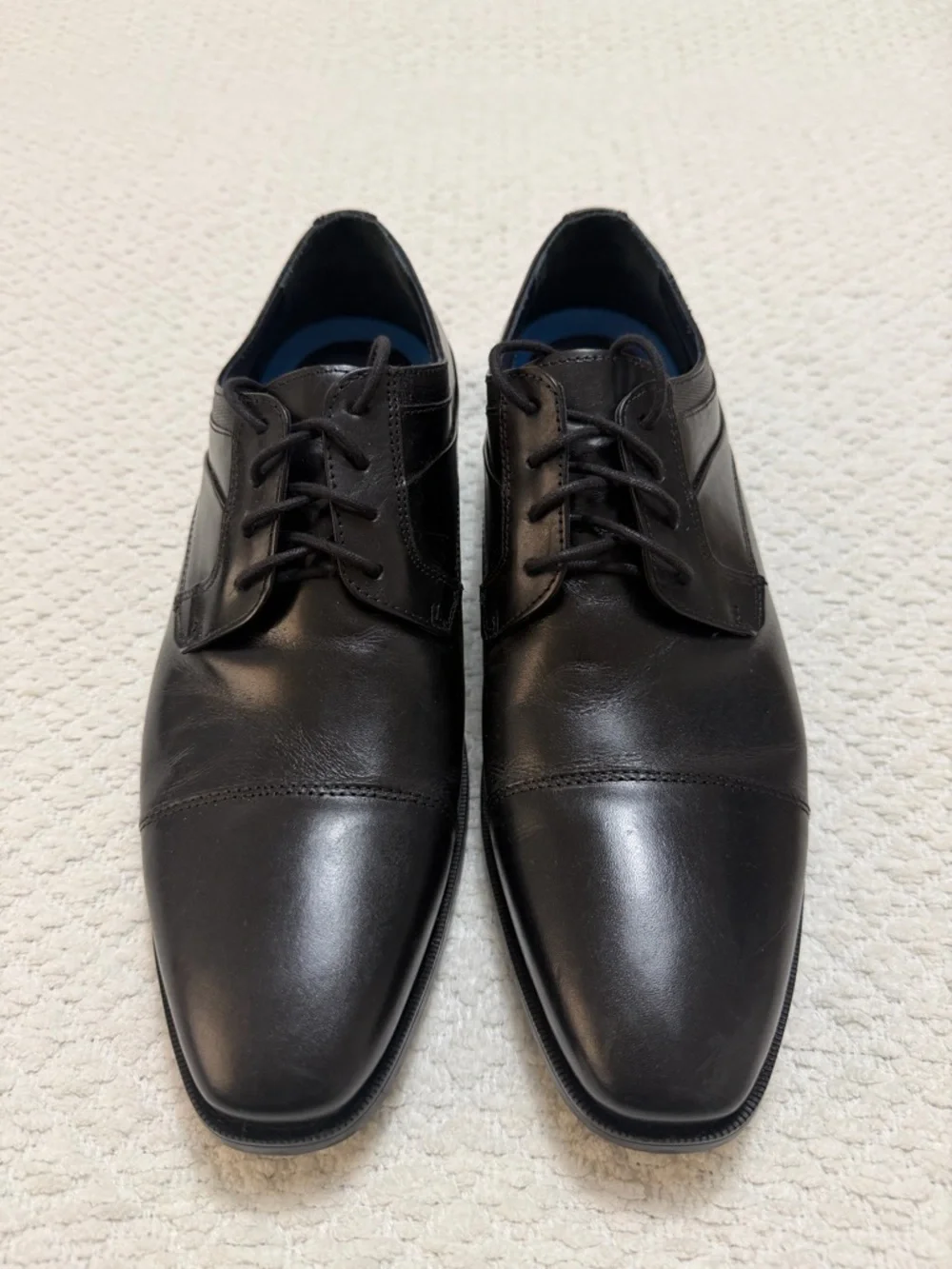 Johnston & Murphy Gibbons Cap Toe Black Full Grain Leather Shoes Men’s 11.5 W